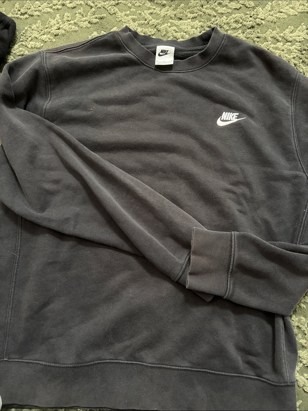Nike Men's Black Crewneck Sweatshirt with White Logo